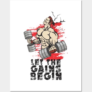 Let the gains begin - Crazy gains - Nothing beats the feeling of power that weightlifting, powerlifting and strength training it gives us! A beautiful vintage design representing body positivity! Posters and Art